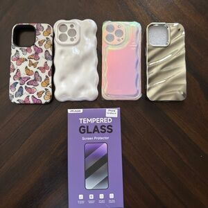 iPhone Case Set (4 cases) with Tempered Glass Screen Protector kit